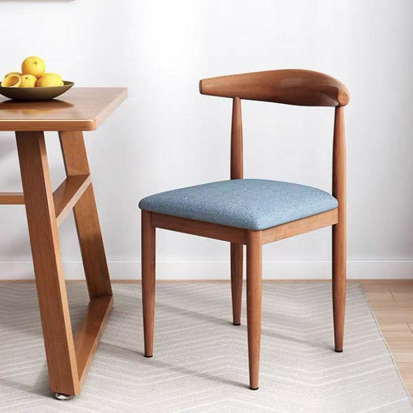 C-35-SITMOD Warm Wooden Dining Chair: Curved Solid Wood Back, Multi-Material Cushions & Versatile Design