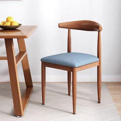 Warm Wooden Dining Chair Curved Solid Wood Back Multi-Material Cushions & Versatile Design