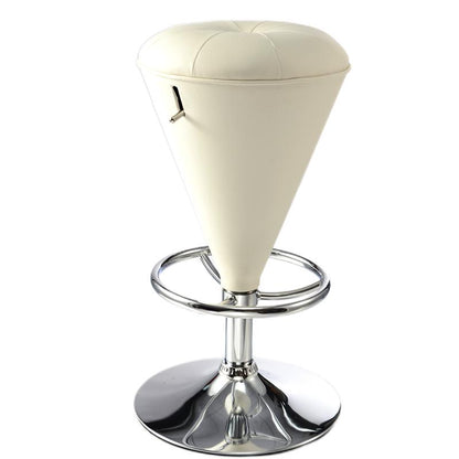 Adjustable Cone-Shaped Bar Stool Tufted Leather Upholstery Multi-Style Options & Chrome Dual-Ring Footrest