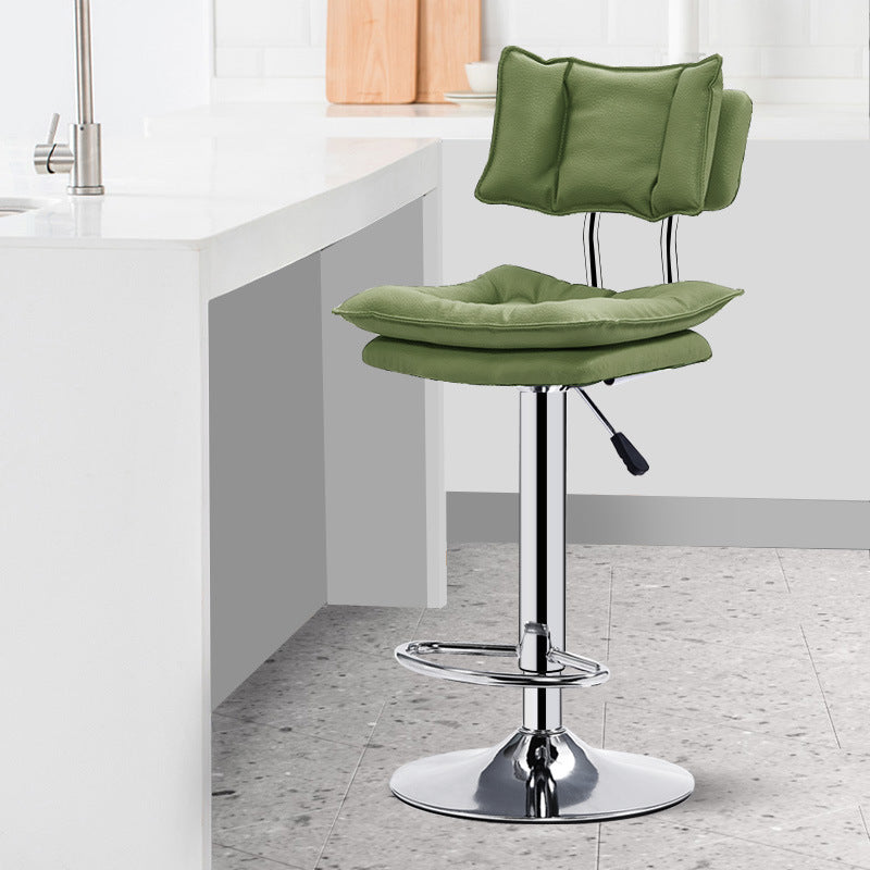 J07 Double-Cushion Adjustable Bar Stool: Plush Upholstery, Soft Backrest & Disc Base for Home Bars/Kitchen Islands