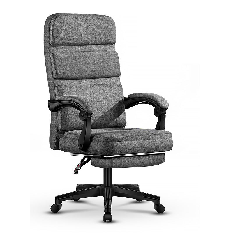 B06-Black Leather High-Back Office Chair: Adjustable Arms, Built-in Footrest, Sturdy Ergonomic Support for Work, Relaxation & Comfortable Daily Lounging Sessions