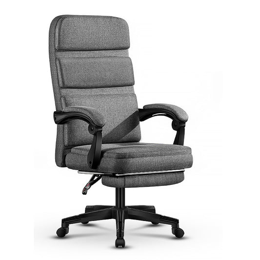 Leather High-Back Office Chair Adjustable Arms Built-in Footrest Sturdy Ergonomic Support for Work Relaxation & Comfortable Daily Lounging Sessions