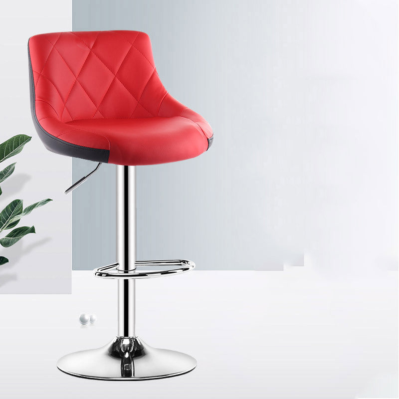 J40 Adjustable Height Bar Stool: Diamond-Quilted Leather Cushion, Multi-Color Options & Chrome Disc Base Adjustable Height Bar Stool: Diamond-Quilted Leather Cushion, Multi-Color Options & Chrome Disc Base