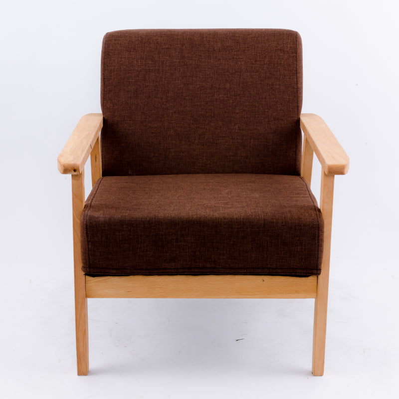 Modern Purple Fabric Lounge Chair with Light Wooden Frame - Stylish Upholstered Seating