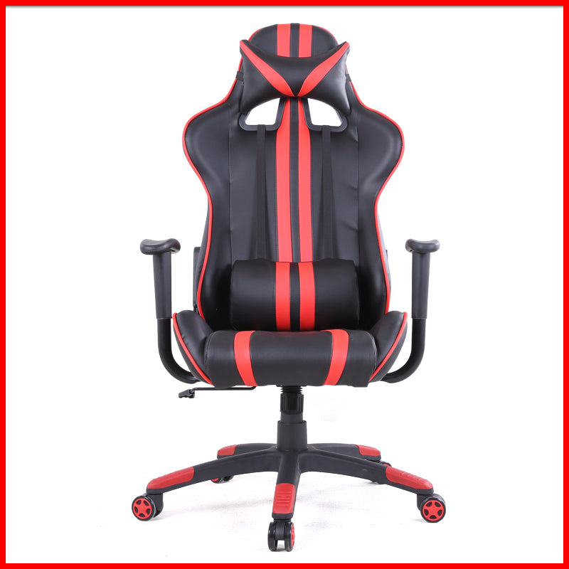 Racing-Style Gaming Chair Multi-Color Stripe Design Reclining Ergonomic Chair with PU Leather Upholstery