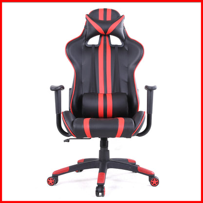 Racing-Style Gaming Chair Multi-Color Stripe Design Reclining Ergonomic Chair with PU Leather Upholstery