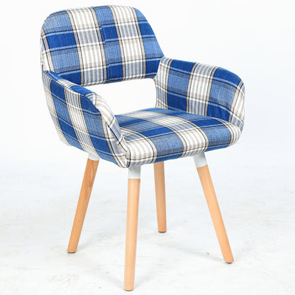 Casual Upholstered Dining Chair Versatile Fabric Prints Armrest Design & Wooden Legs for Lively Spaces