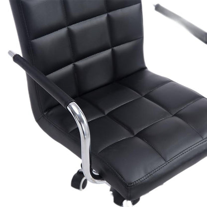 Mid-Back Office Chair Quilted Ergonomic Desk Chair with PU Leather/Fabric 360° Swivel & Height Adjustment Multi-Color Stylish Chair for Home Office & Creative Spaces