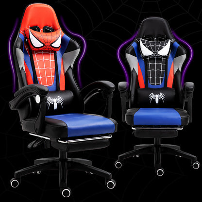 Spider-Man Themed Gaming Chair 150° Reclining Racing-Style Chair with Footrest & Themed Pillows