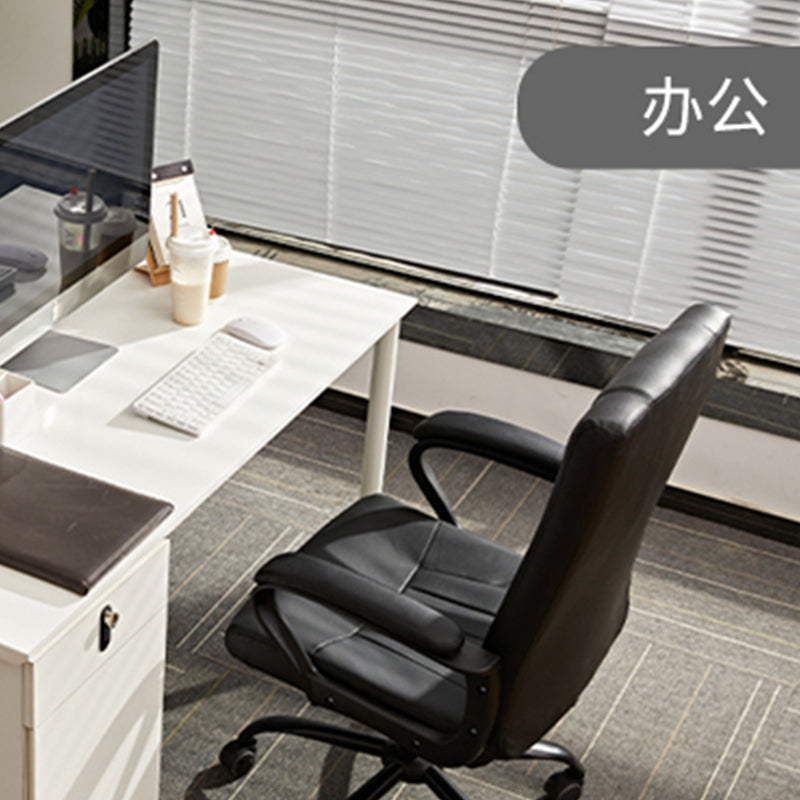 B09-Black Leather High-Back Office Chair: Adjustable, Ergonomic Support, Sturdy Base for Home & Professional Workspaces’ Daily Comfortable Seating & Tasks