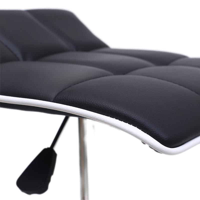 J19 Adjustable Height Bar Stool (With Bar Table Set): Tufted Leather Cushion, Color-Trimmed Edge & Chrome Disc Base