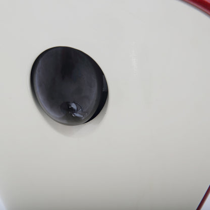 Adjustable Two-Tone Bar Stool Streamlined Glossy Seat Conical Support & Chrome Disc Base