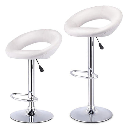 Ring-Shape Hollow Adjustable Bar Stool Leather Upholstery Chrome Base for Home/Commercial Bars