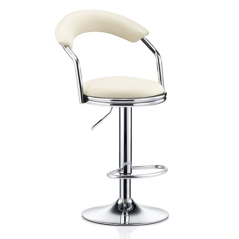 Curved Armrest Adjustable Bar Stool Leather Crocodile Texture Option Chrome Base & Footrest
