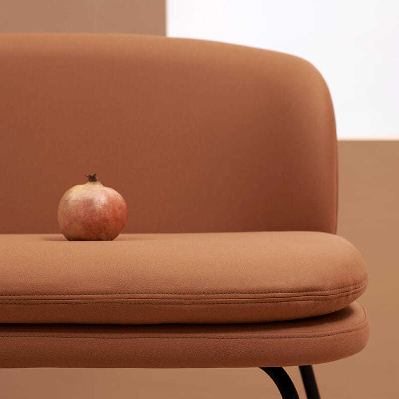 Minimalist Curved Fabric Sofa Single & Multi-Seat Options Soft Brown Fabric Black Metal Legs