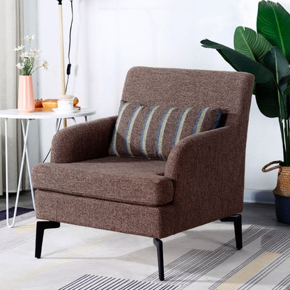 Casual Single Sofa Houndstooth & Solid Fabric Black Metal Legs Multi-Pattern Options