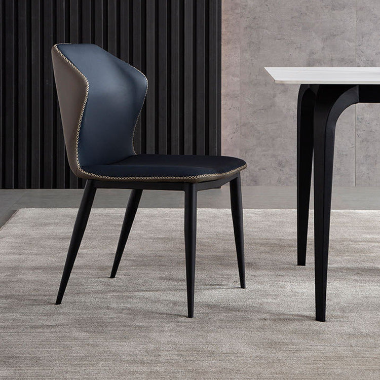 Light Luxury Contrast Dining Chair Rivet Trim Curved Back & Premium Upholstery for Modern Spaces