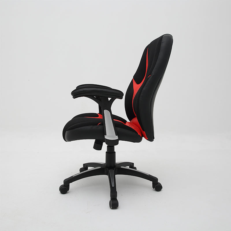 B20 Sitmod Gaming Office Chair, High-Back Ergonomic Desk Chair with Breathable Mesh, Premium PU Leather & Fabric Gaming Chair with 360° Swivel & Height Adjustment, Black-Red Racing Style Chair for Home Office & Gaming