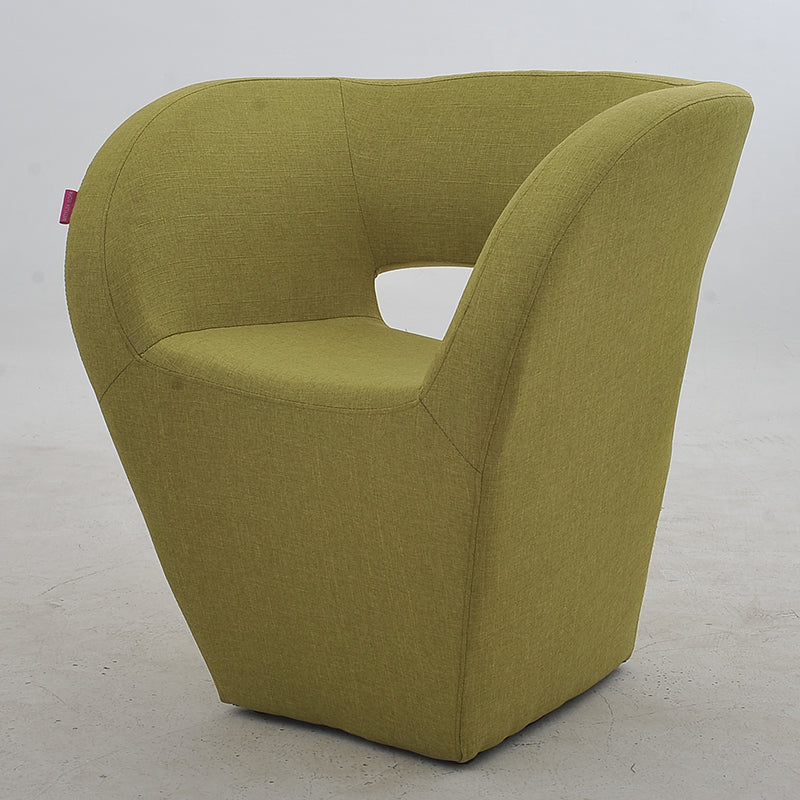 Vibrant Red Modern Hollow-Out Arm Chair Soft Contoured Fabric Seating Sleek Statement Piece for Stylish Living Rooms & Contemporary Spaces