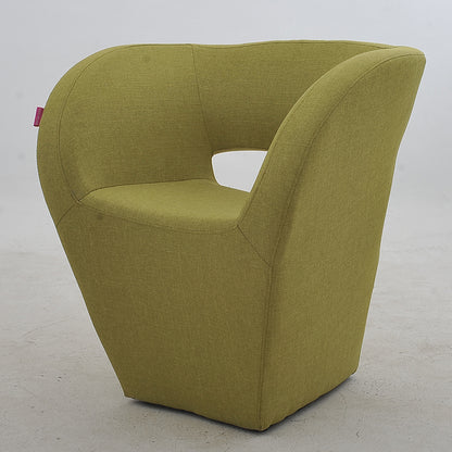 Vibrant Red Modern Hollow-Out Arm Chair Soft Contoured Fabric Seating Sleek Statement Piece for Stylish Living Rooms & Contemporary Spaces