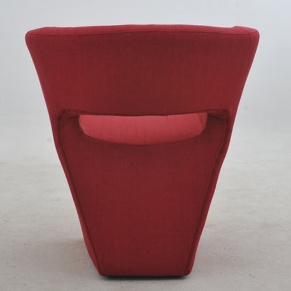 Vibrant Red Modern Hollow-Out Arm Chair Soft Contoured Fabric Seating Sleek Statement Piece for Stylish Living Rooms & Contemporary Spaces