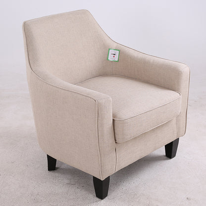 Sleek Gray Fabric Armchair Modern Contoured Design Sturdy Dark Wooden Legs Cozy Single Seater for Living Rooms & Reading Nooks