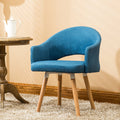 C-14-SITMOD Casual Curved-Back Dining Chair: Upholstered Fabric, Armrest Design & Wooden Legs for Cozy Spaces