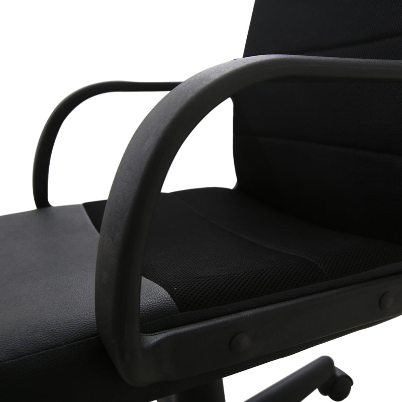 W17 Sitmod Mid-Back Hybrid Office Chair, Ergonomic Desk Chair with PU Leather & Mesh Upholstery, 360° Swivel & Height Adjustment, Black Office Chair for Home & Corporate Spaces