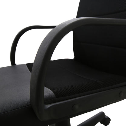 Mid-Back Hybrid Office Chair Ergonomic Desk Chair with PU Leather & Mesh Upholstery 360° Swivel & Height Adjustment Black Office Chair for Home & Corporate Spaces