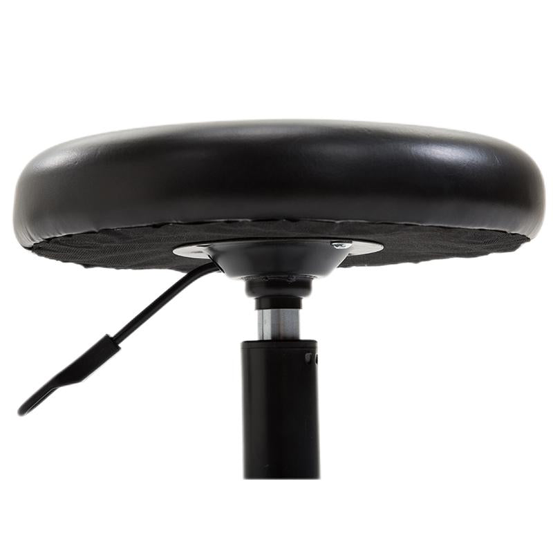 Adjustable Rolling Stool Circular Rippled Leather Cushion Five-Caster Base for Workshop & Salon Use