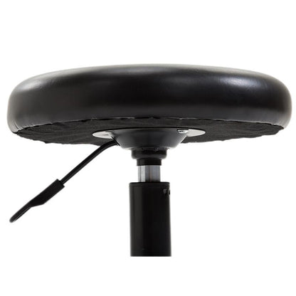 Adjustable Rolling Stool Circular Rippled Leather Cushion Five-Caster Base for Workshop & Salon Use
