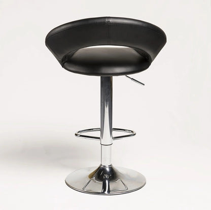 Ring-Shape Hollow Adjustable Bar Stool Leather Upholstery Chrome Base for Home/Commercial Bars