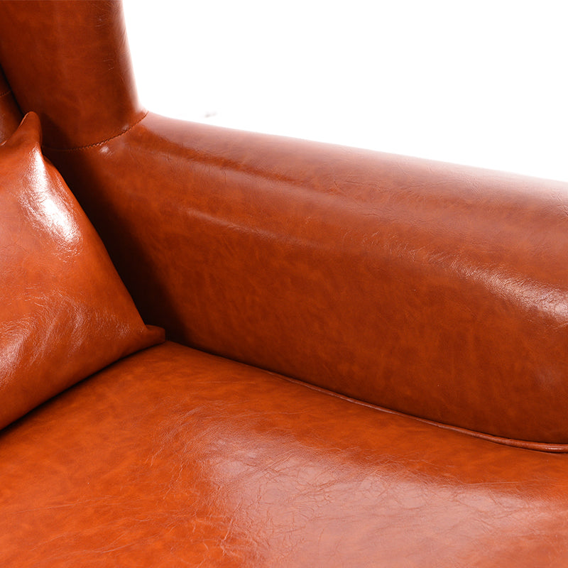 Vintage Brown Leather Wingback Armchair with Ottoman - Classic Tufted Design for Living Room
