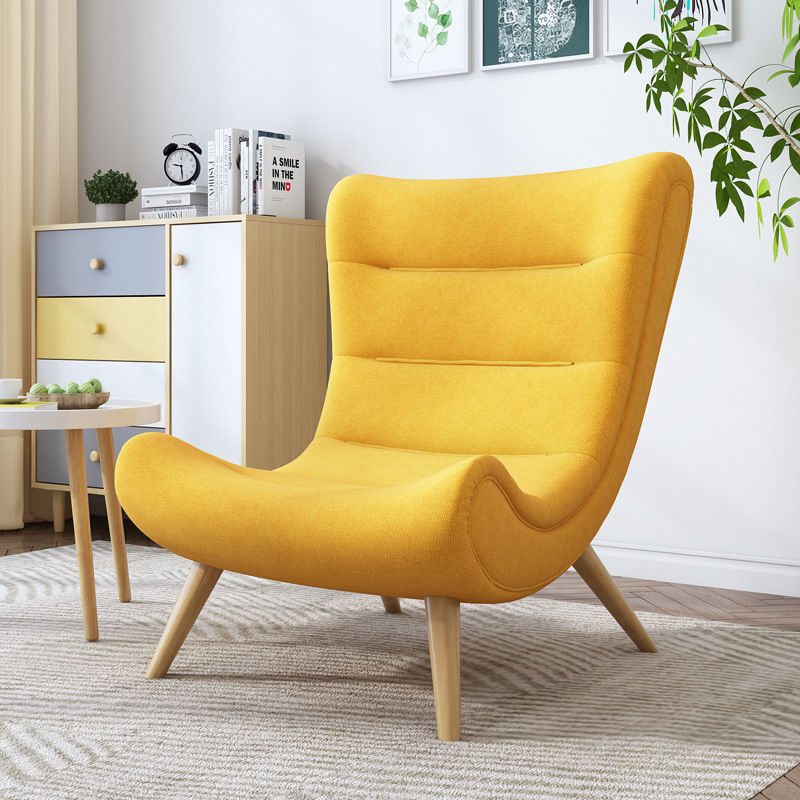 Modern Cozy Leisure Sofa Plush Multi-Hue Fabric Curved Wrapped Back & Matching Ottoman Set