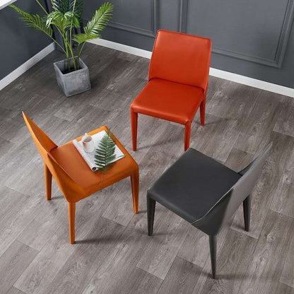 Modern Minimalist Leather Dining Chair Sleek Silhouette Multi-Hue Options & Clean-Line Design
