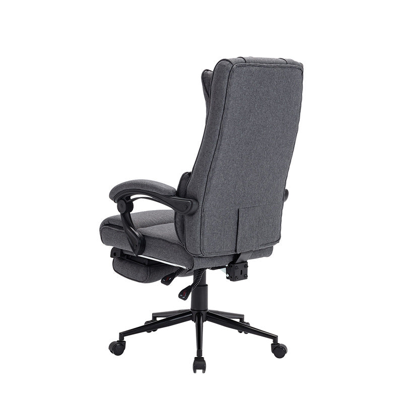 B02-Gray Fabric Reclining Office Chair with Headrest, Footrest & Adjustable Ergonomic Support for Comfortable Work, Gaming & Relaxing Lounging Sessions