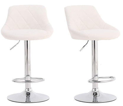 Adjustable Height Bar Stool Diamond-Quilted Upholstery Chrome Lift Pole & Disc Base