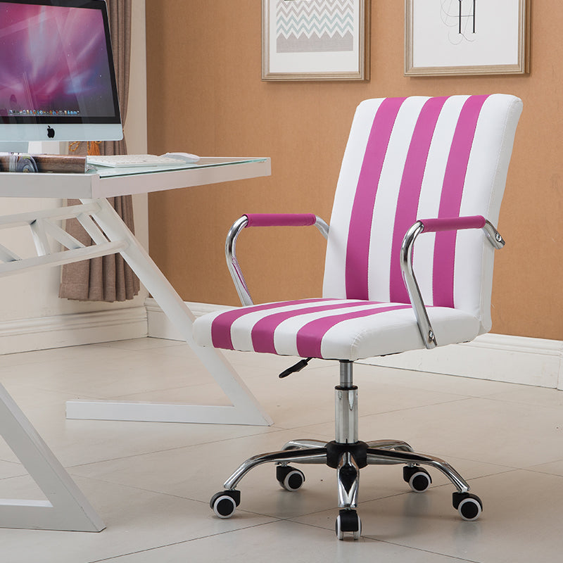 B25 Sitmod Striped Office Chair, Mid-Back Ergonomic Desk Chair with Fabric/PU Leather, 360° Swivel & Height Adjustment, Multi-Color Striped Chair for Home Office & Creative Spaces