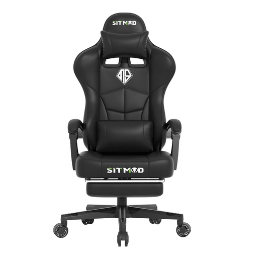 Ergonomic Gaming Chair Core Series Racing-Style Reclining Chair with Extendable Footrest