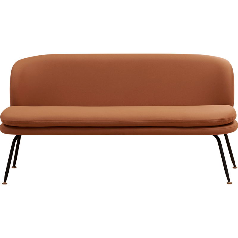 Minimalist Curved Fabric Sofa Single & Multi-Seat Options Soft Brown Fabric Black Metal Legs