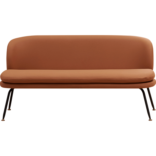 Minimalist Curved Fabric Sofa Single & Multi-Seat Options Soft Brown Fabric Black Metal Legs