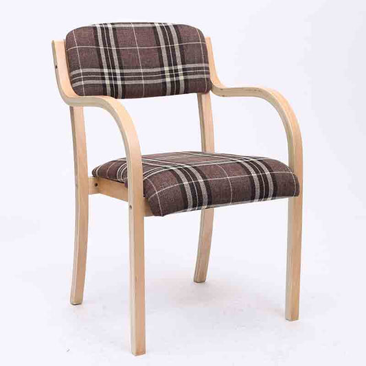 Casual Bent-Wood Armchair Fabric/Leather Upholstery Curved Frame & Everyday Comfort