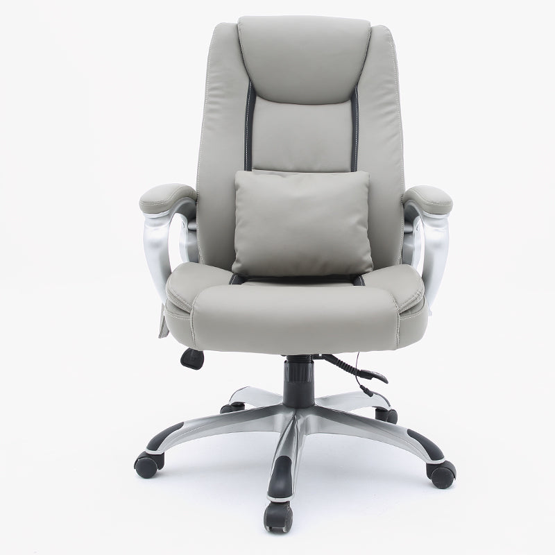 B19 Sitmod Massage Executive Office Chair, High-Back Ergonomic Desk Chair with Lumbar Pillow & Breathable Mesh, Premium PU Leather Office Chair with 360° Swivel & Height Adjustment, Modern Light Gray Office Chair for Home & Corporate Spaces