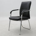 B36 Sitmod Conference Office Chair, Mid-Back Ergonomic Visitor Chair with Breathable PU Leather, Chrome Steel Frame, Fixed Bow Base, Black Office Chair for Meeting Rooms & Reception Areas
