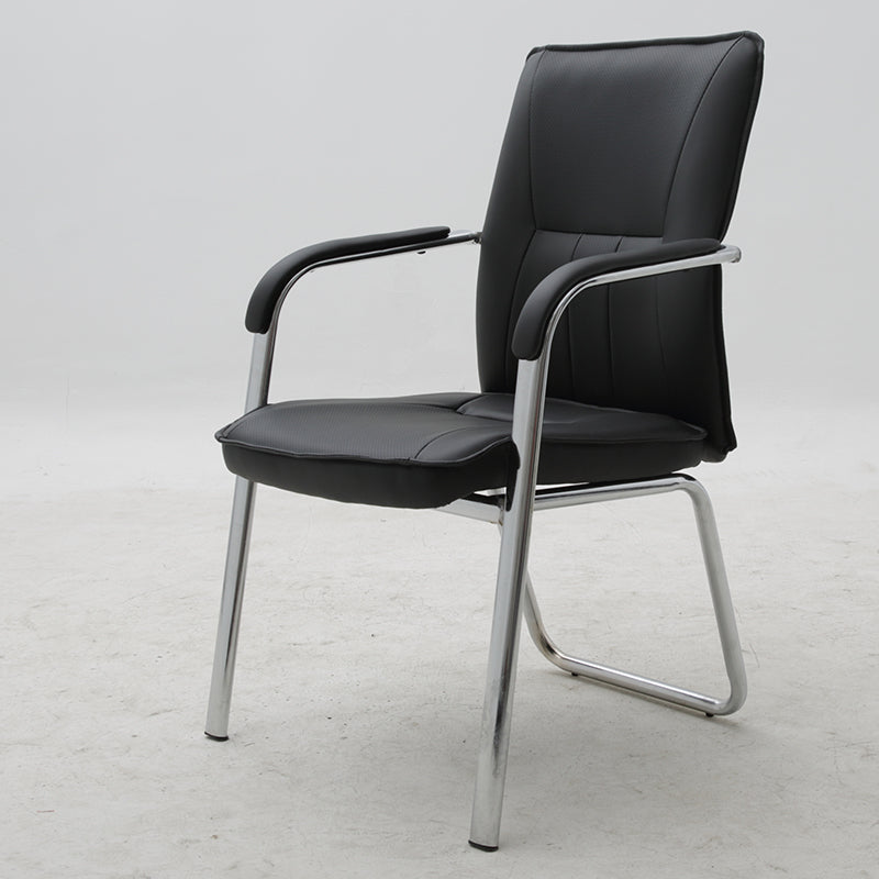 B36 Sitmod Conference Office Chair, Mid-Back Ergonomic Visitor Chair with Breathable PU Leather, Chrome Steel Frame, Fixed Bow Base, Black Office Chair for Meeting Rooms & Reception Areas