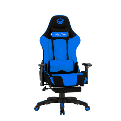 MEETION Fabric Gaming Chair Racing-Style Ergonomic Reclining Chair with Footrest & Lumbar Support