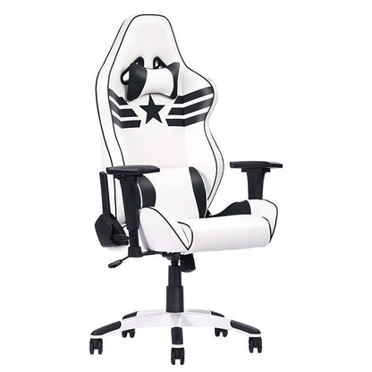Captain America-Themed Gaming Chair Racing-Style Ergonomic Reclining Chair with Star-Stripe Emblem