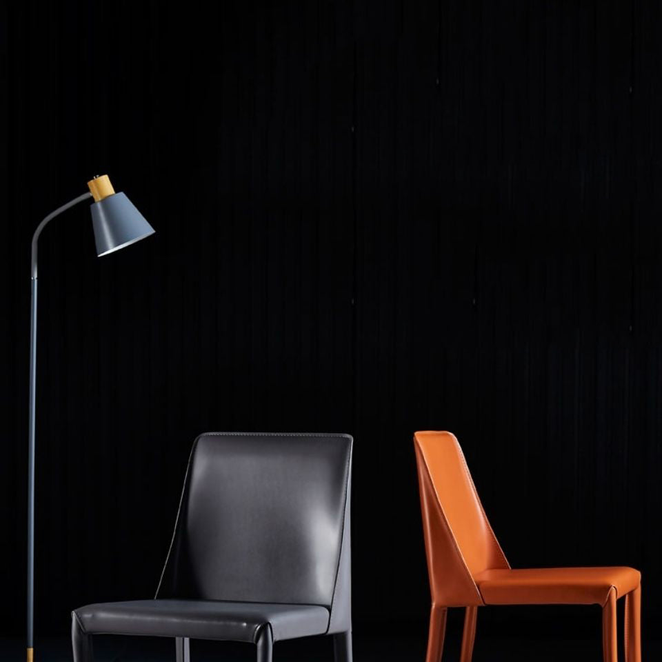 Modern Minimalist Leather Dining Chair Sleek Silhouette Multi-Hue Options & Clean-Line Design
