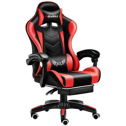 KALEULL Massage Gaming Chair Racing-Style Ergonomic Reclining Chair with Footrest & Vibrating Lumbar Support