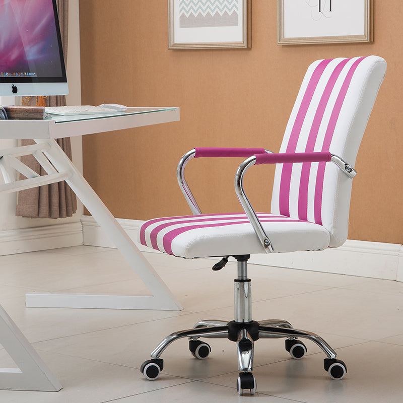 Office Chair Mid-Back Ergonomic Desk Chair with Fabric/PU Leather 360° Swivel & Height Adjustment Multi-Color Striped Chair for Home Office & Creative Spaces